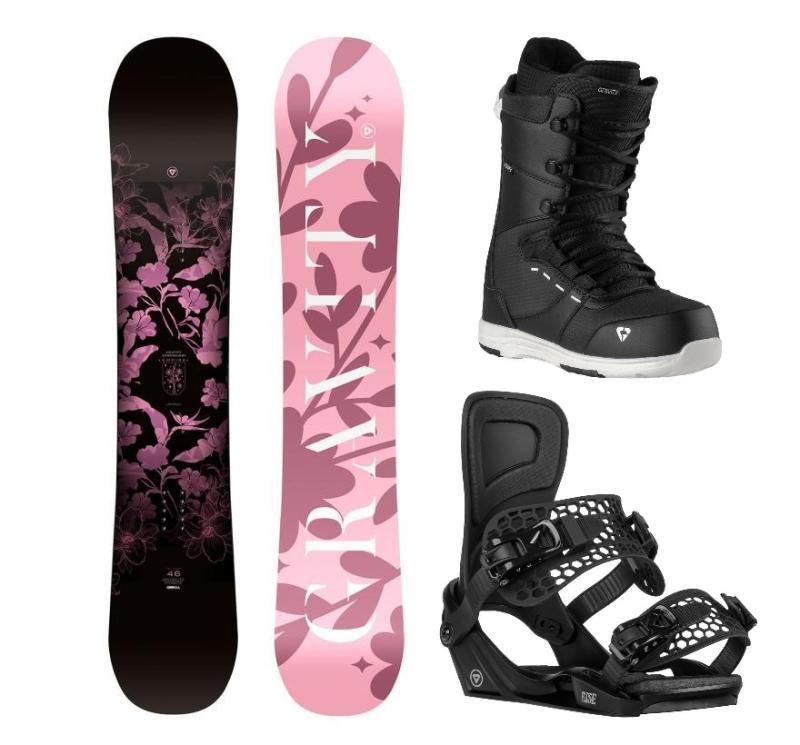 Gravity Empire 24/25 dámský snowboard + Gravity Rise black vázání + Gravity Bliss black/white boty Gravity