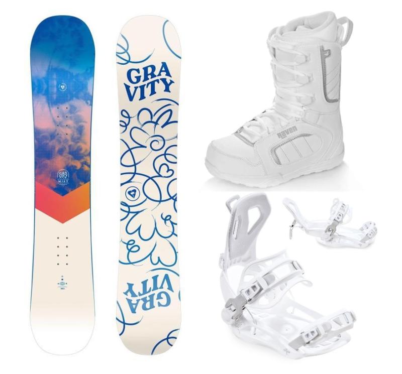 Gravity Mist 24/25 dámský snowboard + Raven Fastec FT360 white vázání + Raven Pearl white boty Gravity