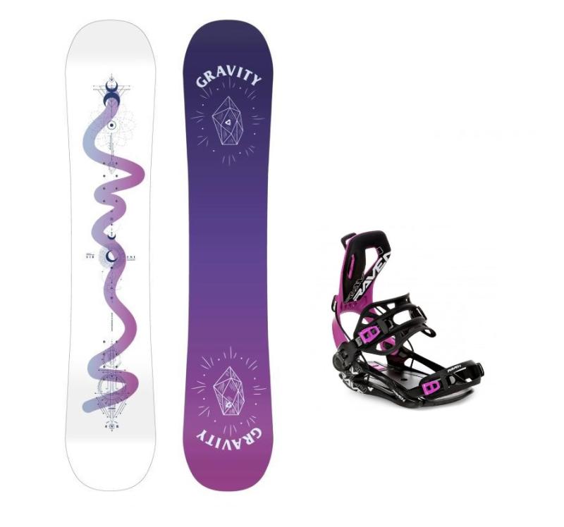 Gravity Sirene White 24/25 dámský snowboard + Raven Fastec FT360 black/fuchsia vázání Gravity