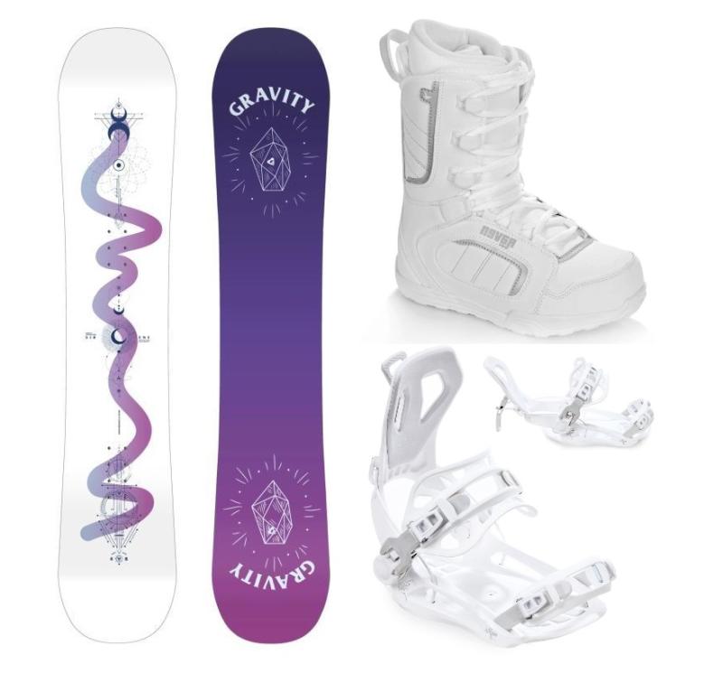 Gravity Sirene White 24/25 snowboard + Raven Fastec FT360 white vázání + Raven Pearl white boty Gravity