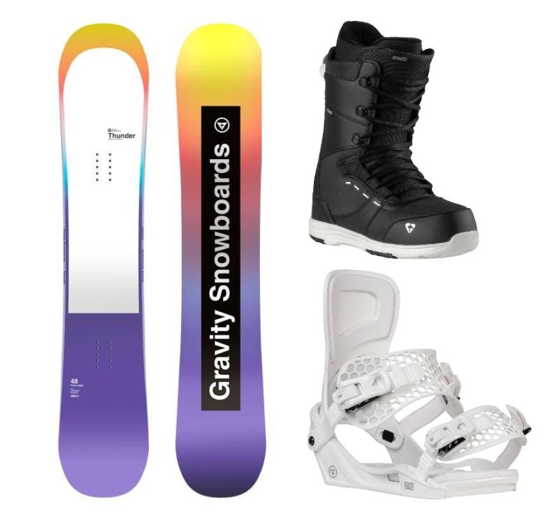 Gravity Thunder 24/25 snowboard + Gravity Rise white vázání + Gravity Bliss black/white boty Gravity
