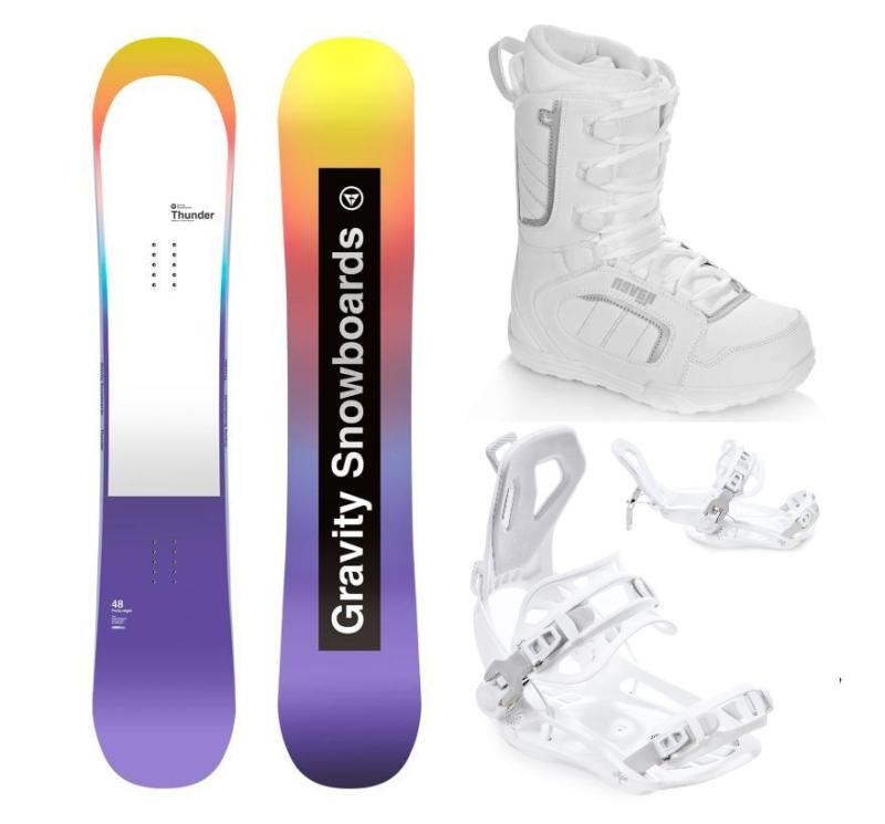 Gravity Thunder 24/25 snowboard + Raven Fastec FT360 white vázání + Raven Pearl white boty Gravity
