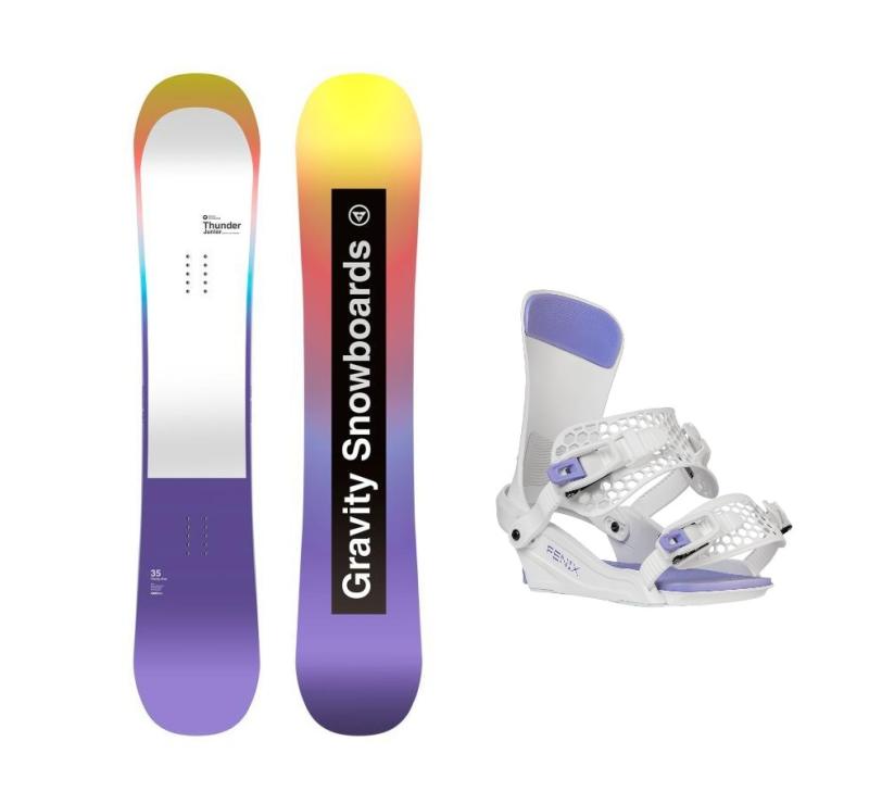 Gravity Thunder Jr juniorský snowboard + Gravity Fenix white/lavender vázání Gravity