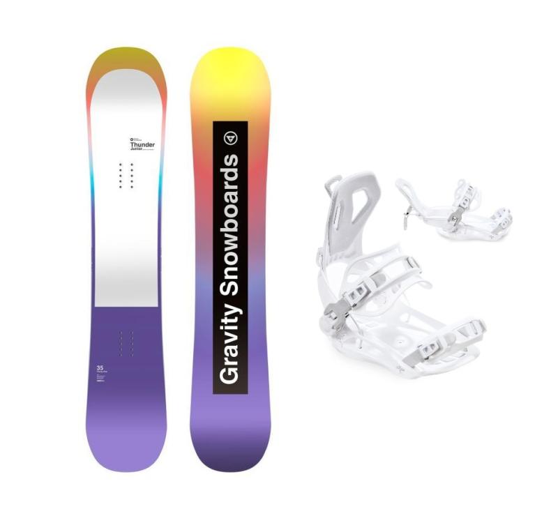 Gravity Thunder Jr juniorský snowboard + Raven Fastec FT360 white vázání Gravity