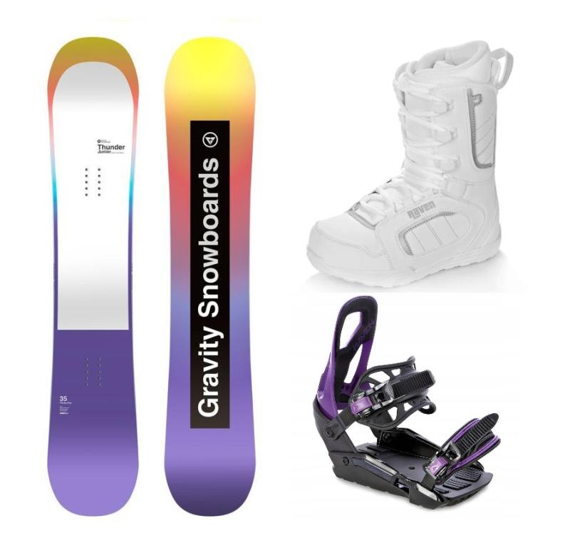 Gravity Thunder Jr snowboard + Raven S230 Black/violet vázání + Raven Pearl white boty Gravity