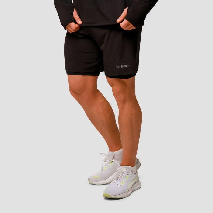 GymBeam Běžecké šortky 2in1 Pulse Black GymBeam