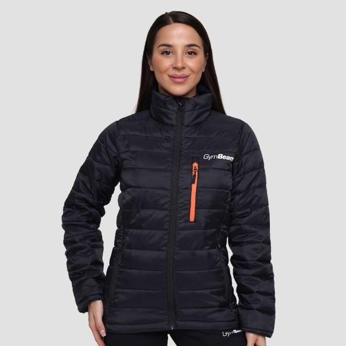 GymBeam Dámská bunda Puffer Black/Orange GymBeam