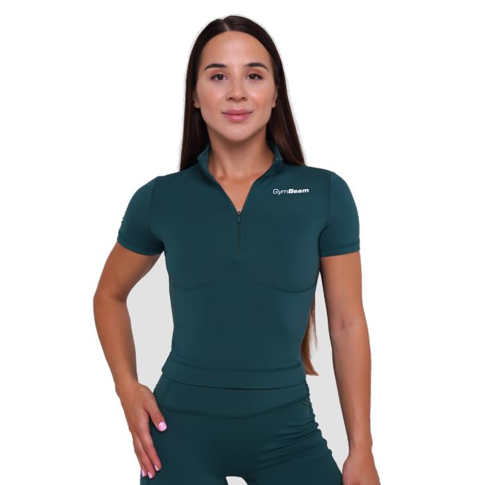 GymBeam Dámské triko Cropped Ignite Dark Green GymBeam
