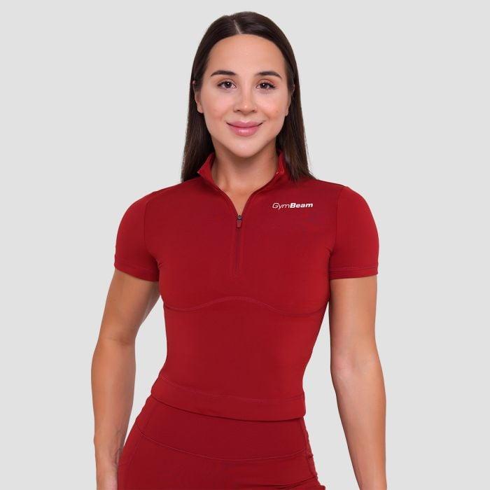 GymBeam Dámské triko Cropped Ignite Dark Red GymBeam