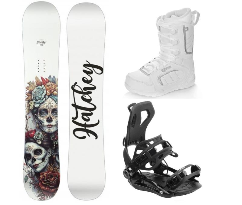 Hatchey Eternity dámský snowboard + Hatchey Fastec vázání + Raven Pearl white boty Hatchey