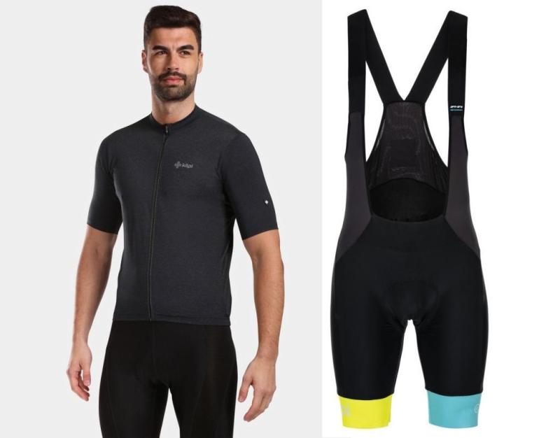 KILPI CAVALET-M Černý cyklistický dres + Kilpi MURIA-M modré cyklistické kraťasy Kilpi