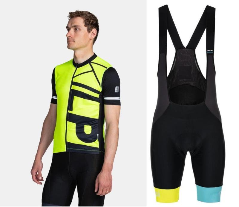 KILPI CAVALET-M Žlutý cyklistický dres + Kilpi MURIA-M modré cyklistické kraťasy Kilpi
