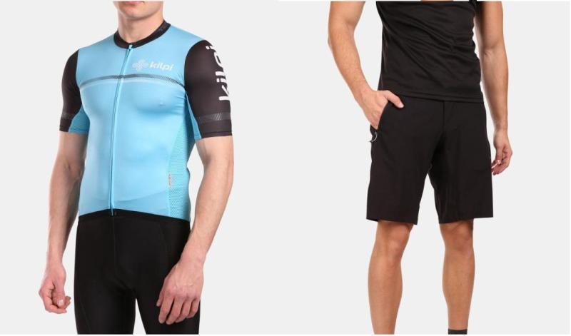 KILPI CORRIDOR-M Světle modrý cyklistický dres + KILPI HIXON-M Černé cyklistické kraťasy Kilpi