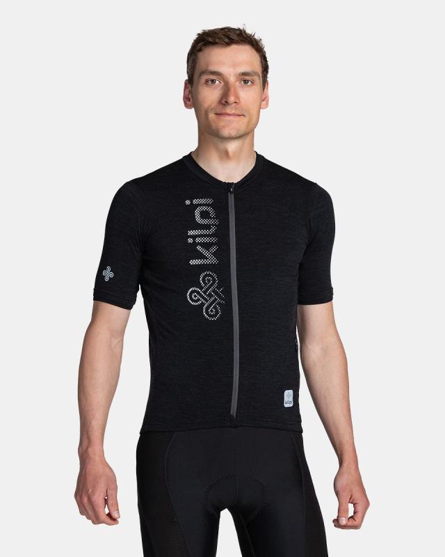 Kilpi PETRANA-M tmavě šedý merino cyklistický dres + KILPI PRESSURE-M Černé cyklistické šortky Kilpi