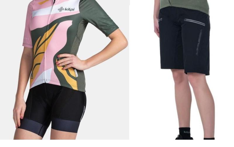 KILPI RITAEL-W Tmavě zelený cyklistický dres + Kilpi TRACKEE-W černé cyklistické kraťasy Kilpi