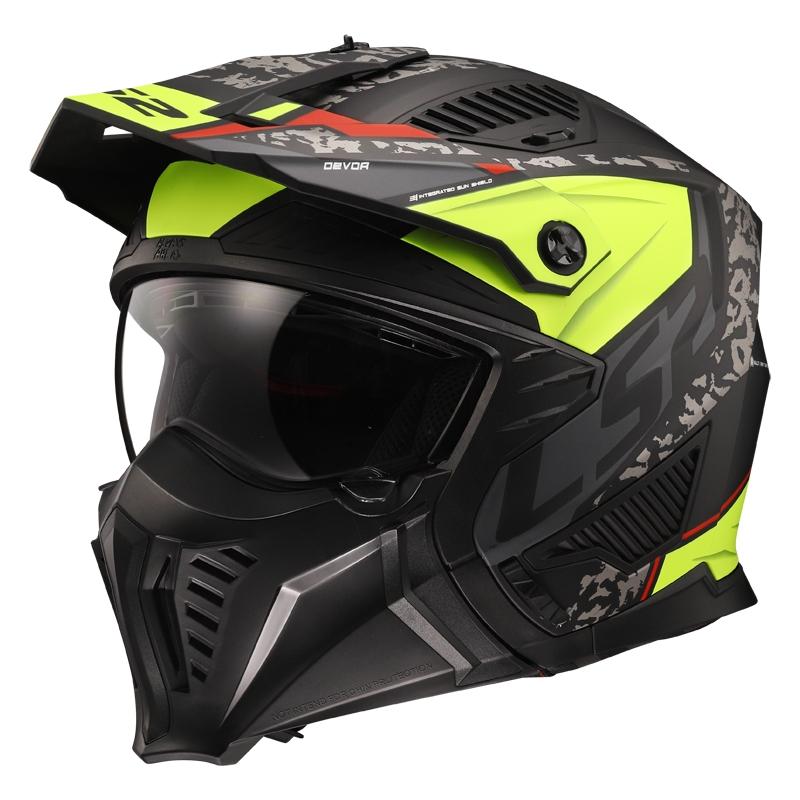 LS2 Přilba na motorku OF606 Drifter Devor černo-fluo žlutá LS2