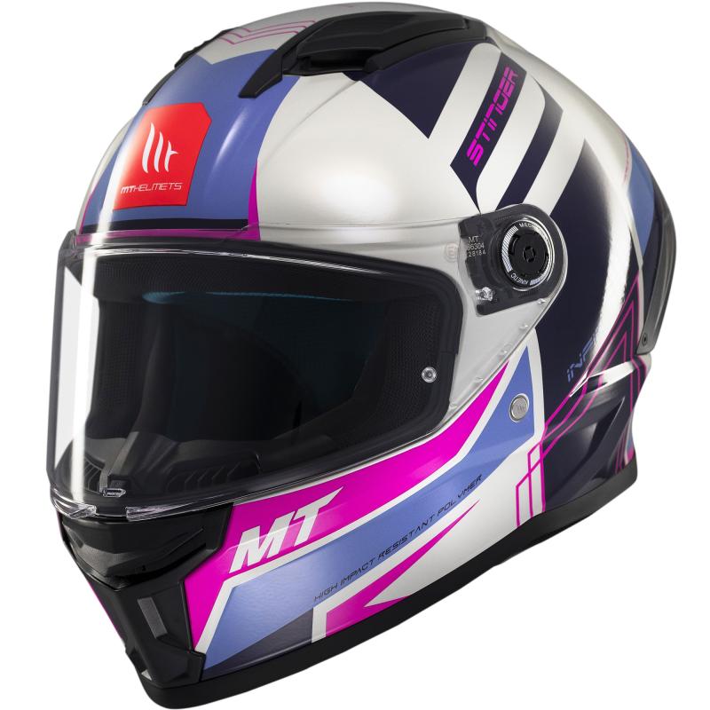 MT Helmets Stinger 2 Tron šedo-fialovo-růžová Mt Helmets