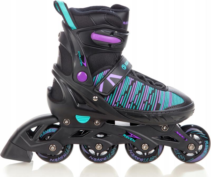 Raven Cande Black/Mint/Violet dětské kolečkové brusle Raven
