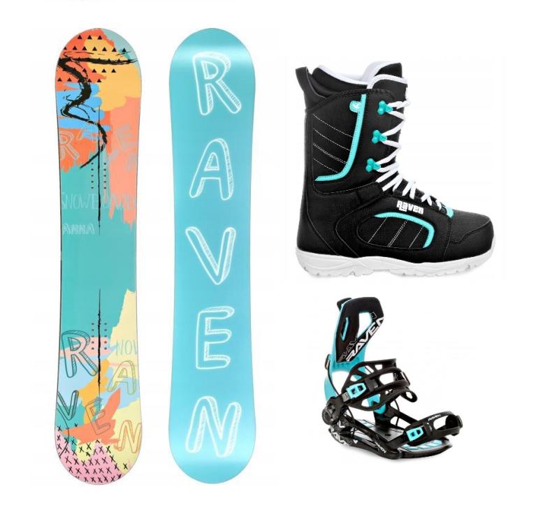 Raven Anna snowboard + Raven Fastec FT360 black/mint vázání + Raven Diva black/mint boty Raven