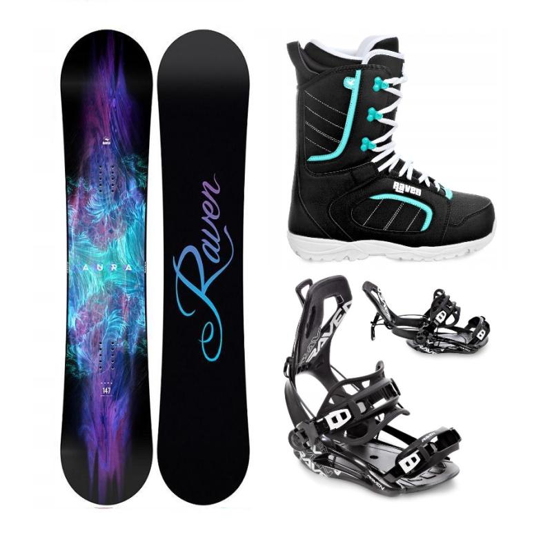 Raven Aura snowboard + Raven Fastec FT360 black vázání + Raven Diva black/mint boty Raven