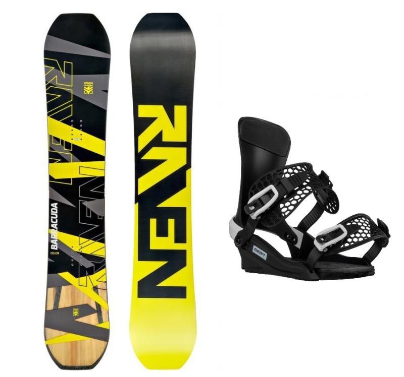 Raven Barracuda Carbon Lime pánský snowboard + Gravity Drift black/white snowboardové vázání Raven