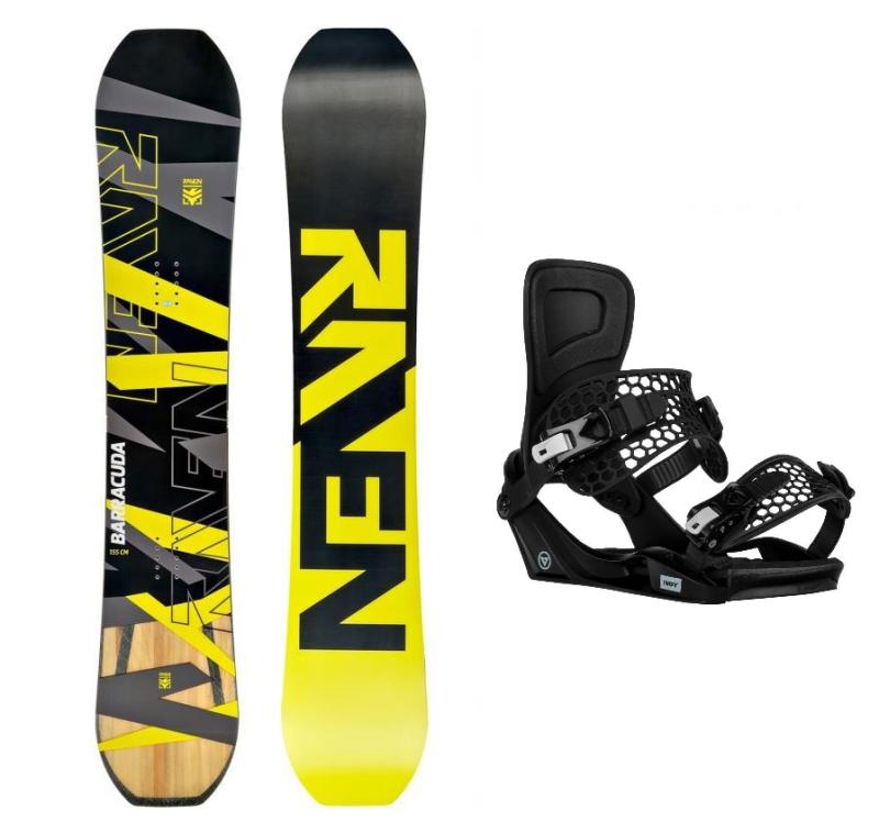 Raven Barracuda Carbon Lime pánský snowboard + Gravity Indy black pánské snb vázání Raven