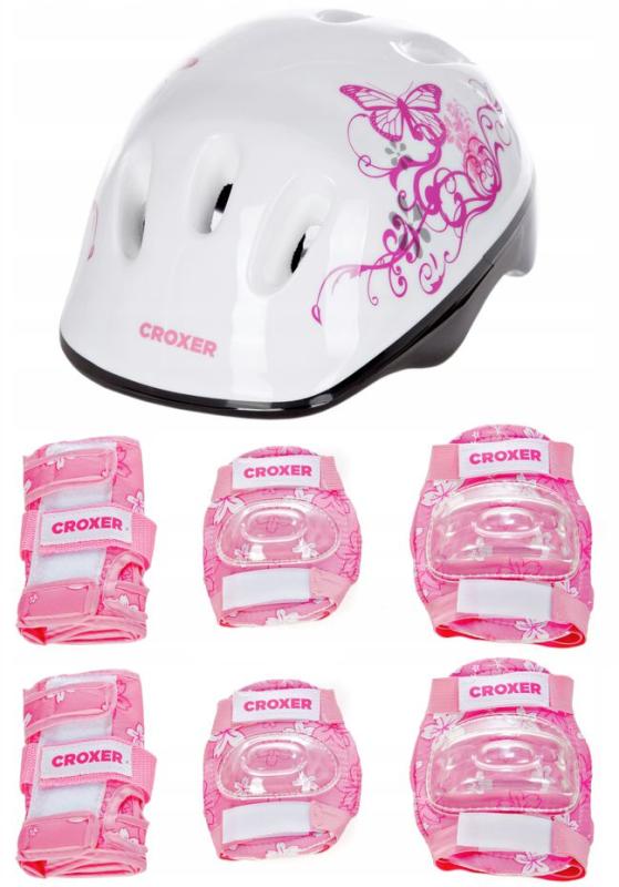 Croxer Silky Fibre pink sada chráničů a přilby Croxer
