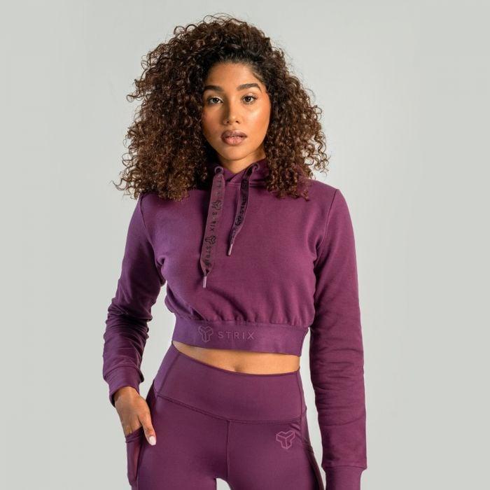 STRIX Dámská mikina Essential Cropped Hoodie Plum GymBeam