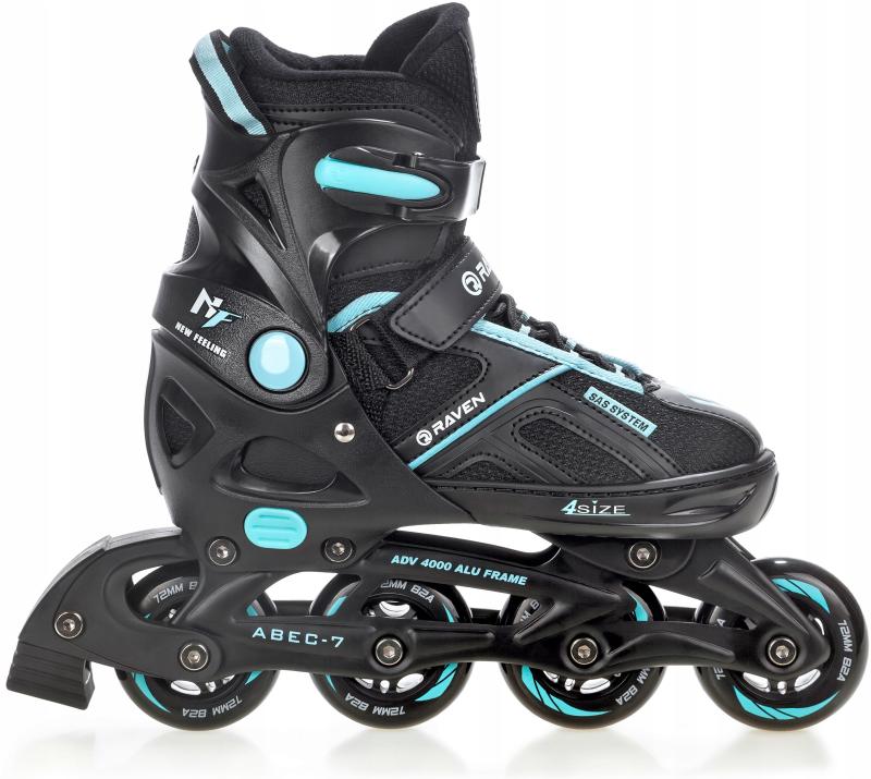 Raven Pulse black/cyan dětské kolečkové brusle Raven