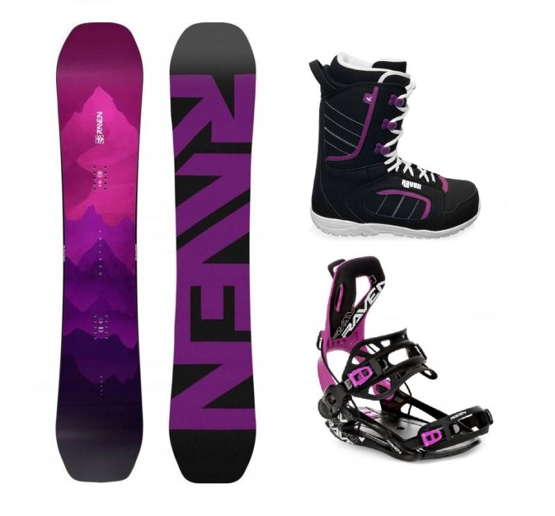 Raven Destiny snowboard + Raven Fastec FT360 black/fuchsia vázání + Raven Diva boty Raven