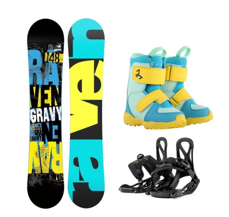 Raven Gravy junior mini snowboard + Beany Kido vázání + Beany Joker boty Raven