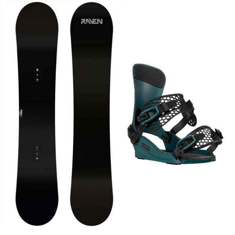 Raven Pure black pánský snowboard + Gravity Drift steel green vázání Raven