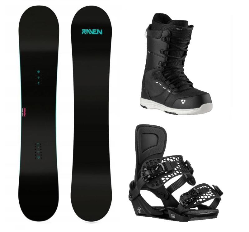 Raven Pure mint dámský snowboard + Gravity Rise black vázání + Gravity Bliss black/white boty Raven