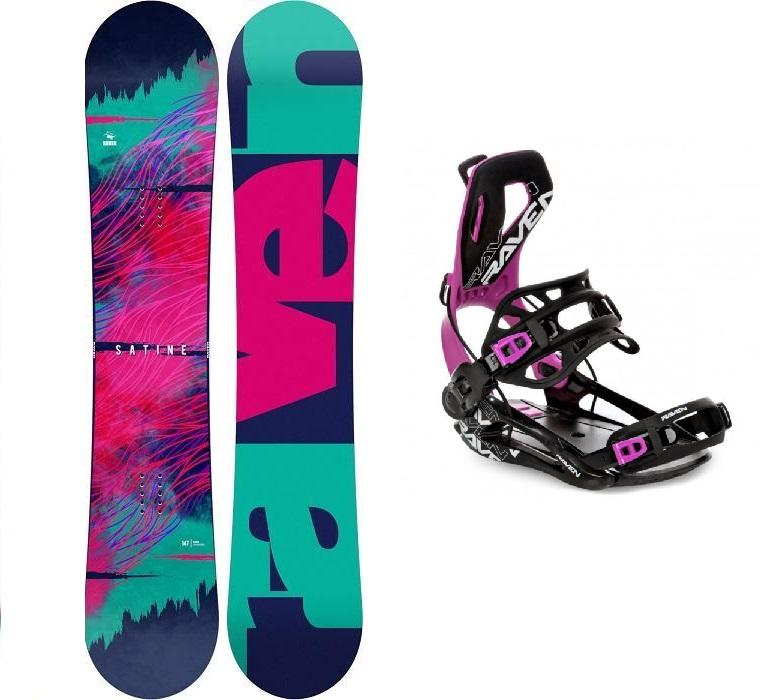 Raven Satine snowboard + Raven Fastec FT360 black/fuchsia vázání Raven