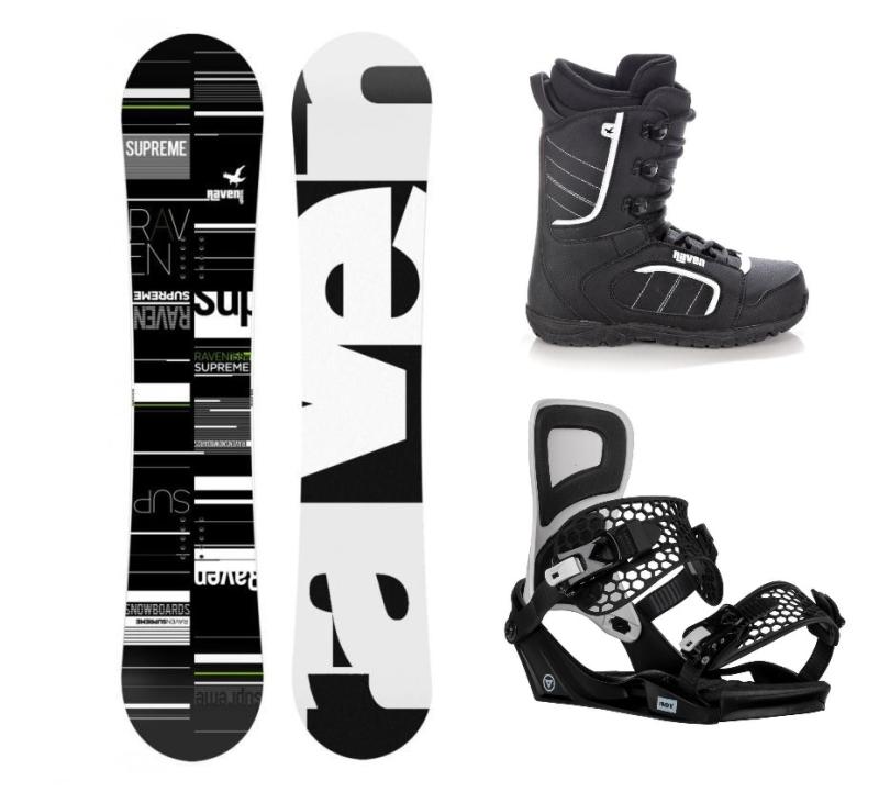 Raven Supreme black/green snowboard + Raven Fastec FT360 black vázání + Raven Target obuv Raven
