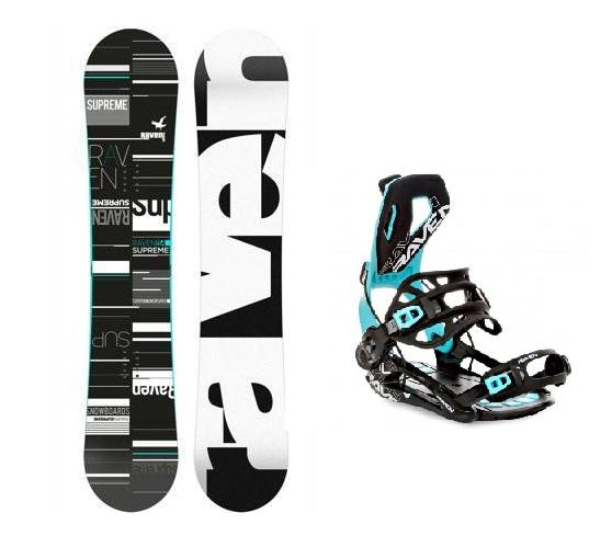 Raven Supreme black/mint snowboard + Raven Fastec FT360 black/mint vázání Raven