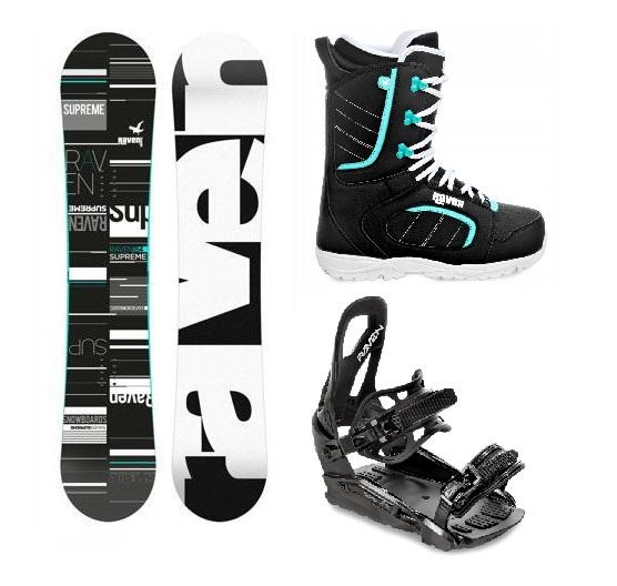 Raven Supreme black/mint snowboard + Raven S230 Black vázání + Raven Diva black/mint boty Raven