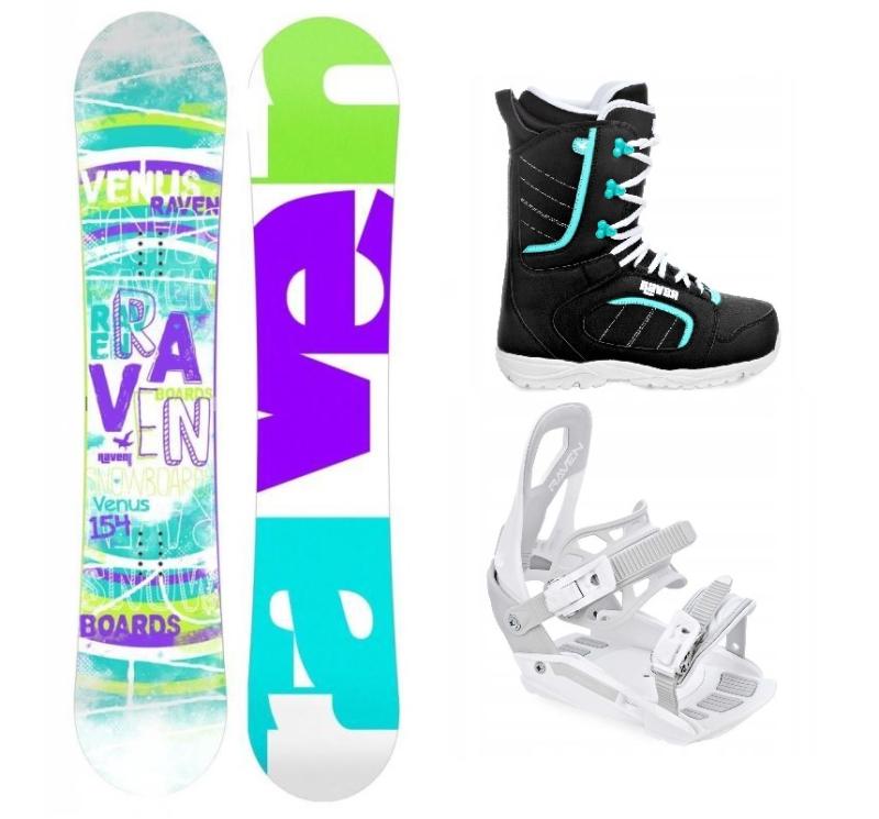 Raven Venus dámský snowboard + Raven S230 White vázání + Raven Diva black/mint boty Raven