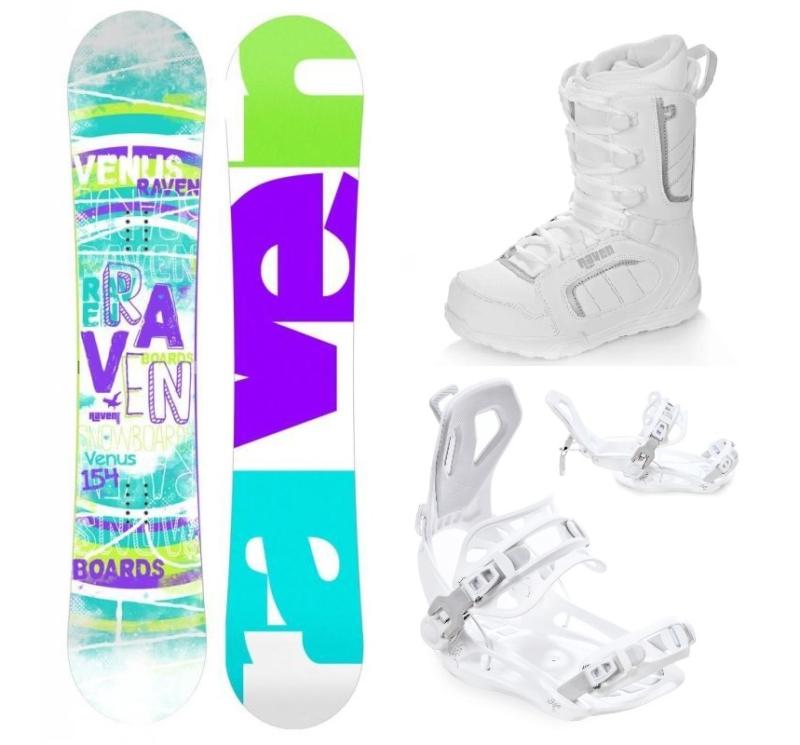 Raven Venus snowboard + Raven Fastec FT360 white vázání + Raven Pearl white boty Raven