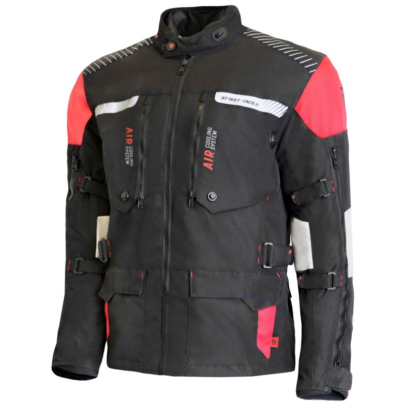 Street Racer Bunda na motorku All Season černo-šedá-červená Street Racer