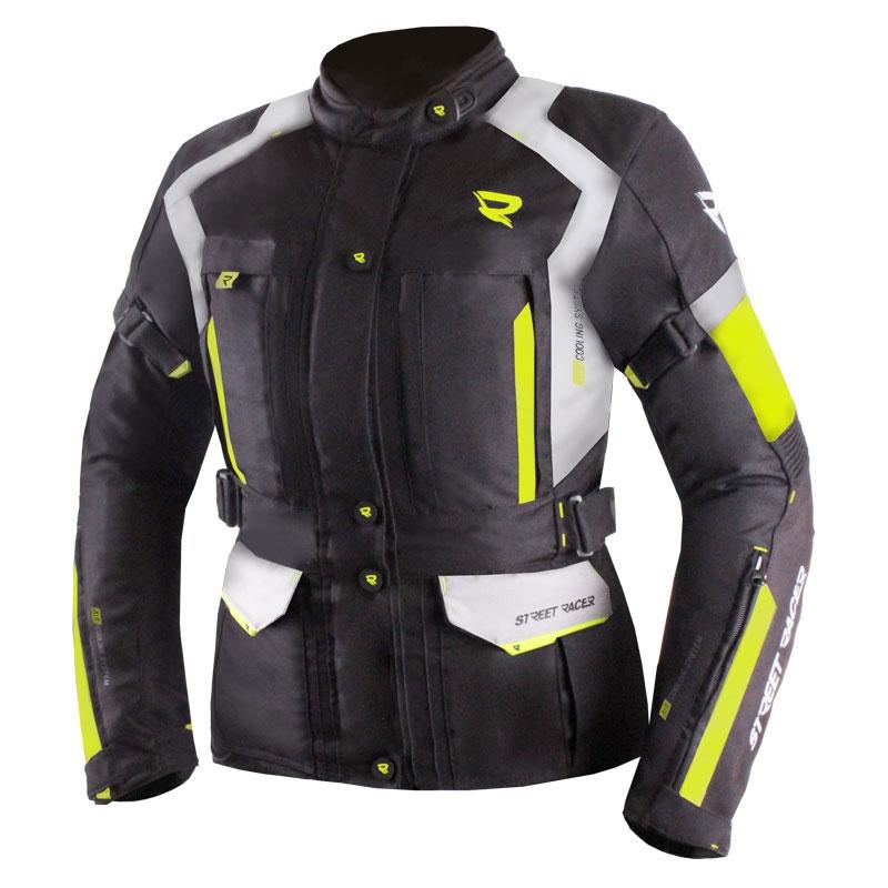 Street Racer Dámská bunda na motorku Hilax černo-šedo-fluo žlutá Street Racer