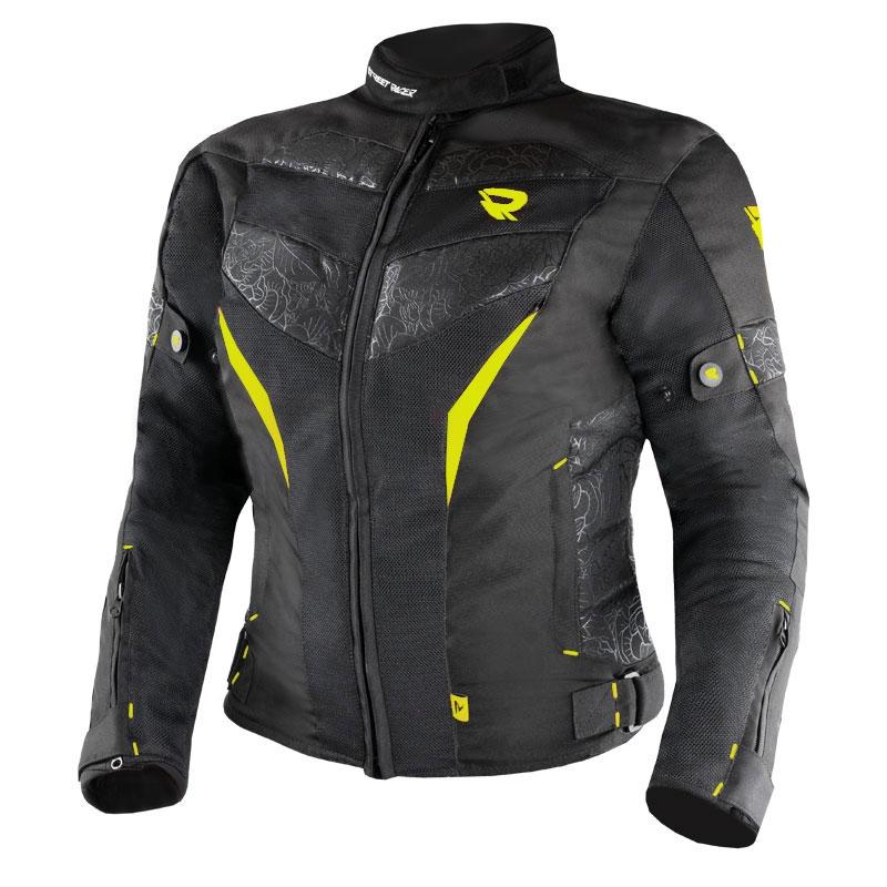 Street Racer Dámská bunda na motorku Rose Air černo-fluo žlutá Street Racer