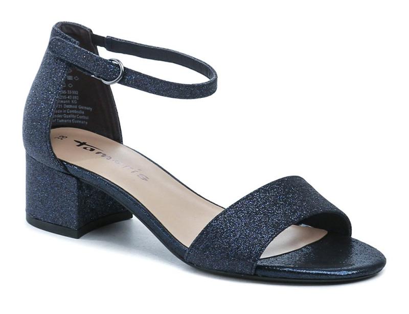 Tamaris 1-28295-42 navy glam dámské sandály na podpatku Tamaris