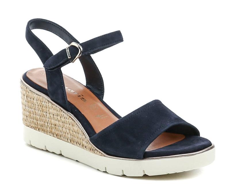 Tamaris 1-28360-44 navy dámské sandály na klínku Tamaris