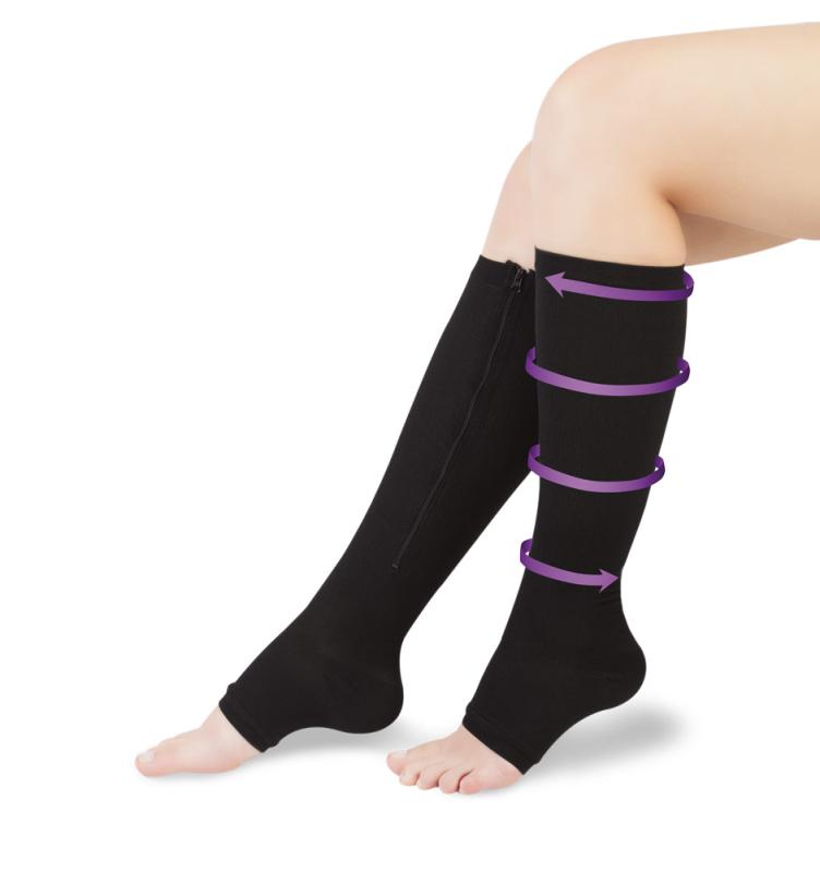 Wellife Kompresní punčochy FIT se zipem L-XL černé Wellife