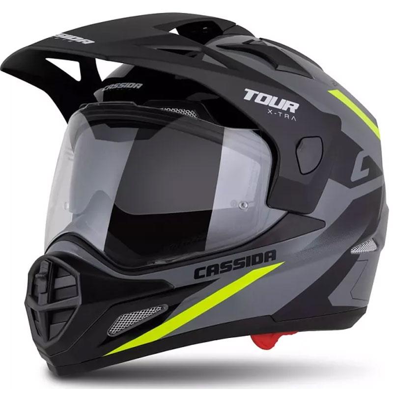 Cassida Enduro přilba Tour 2.0 X-tra šedo-fluo žluto-černá s černým matným kšiltem CASSIDA
