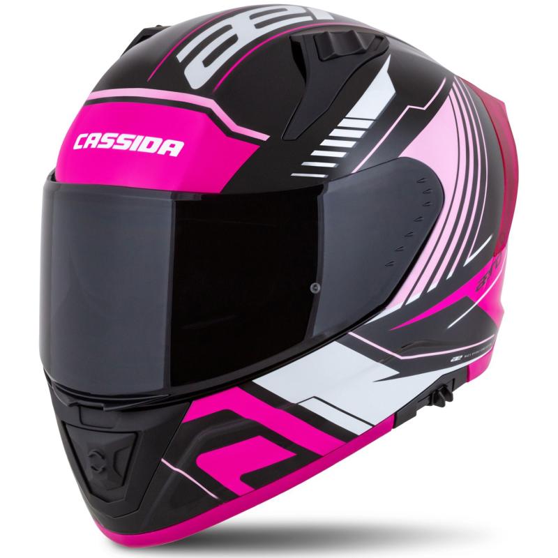 Cassida Integrální helma na motorku Aero Drome černo-růžovo-bílá CASSIDA