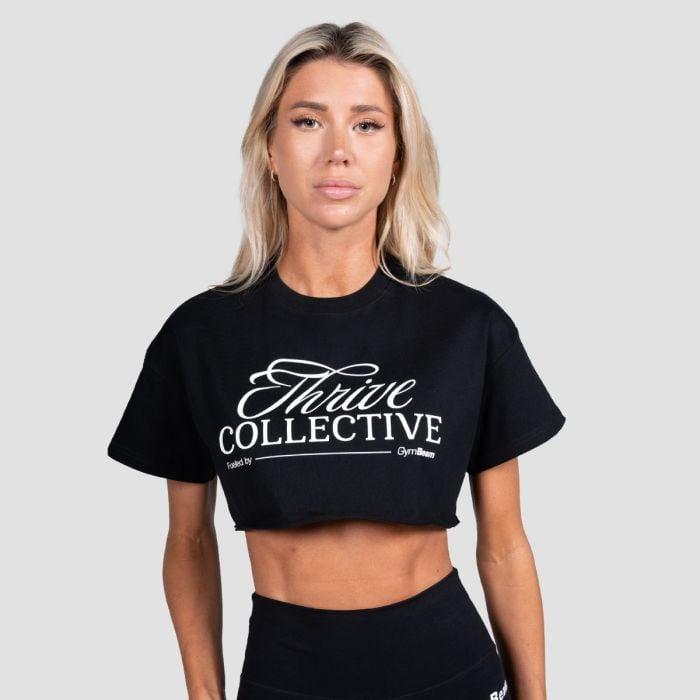 GymBeam Dámské cropped tričko Thrive Black GymBeam
