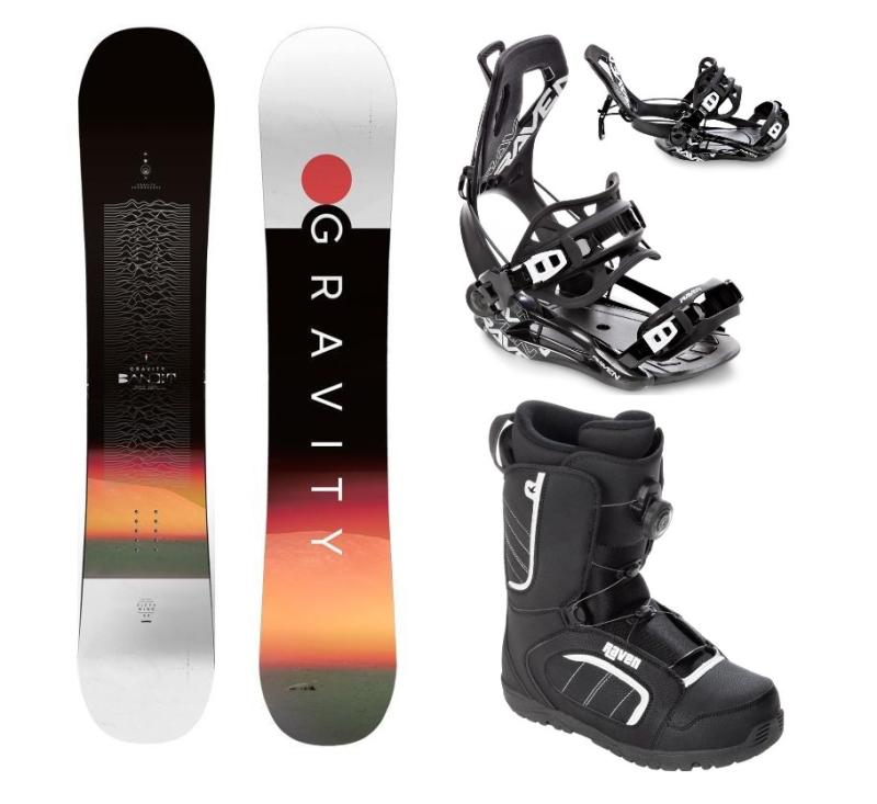 Gravity Bandit 25/26 snowboard + Raven Fastec FT360 black vázání + Raven Target ATOP obuv Gravity