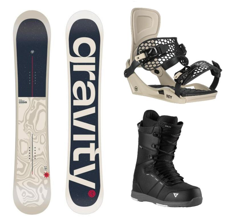 Gravity Cosa 25/26 snowboard + Gravity Indy stone/black vázání + Gravity Void black/grey boty Gravity